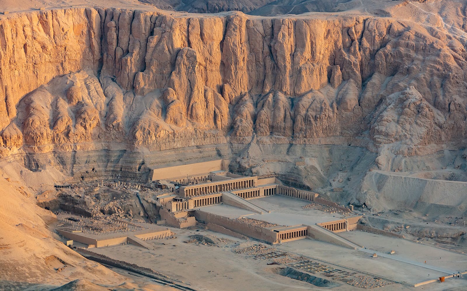Temple of Hatshepsut terraces beneath the cliffs at Deir el-Bahari, Luxor