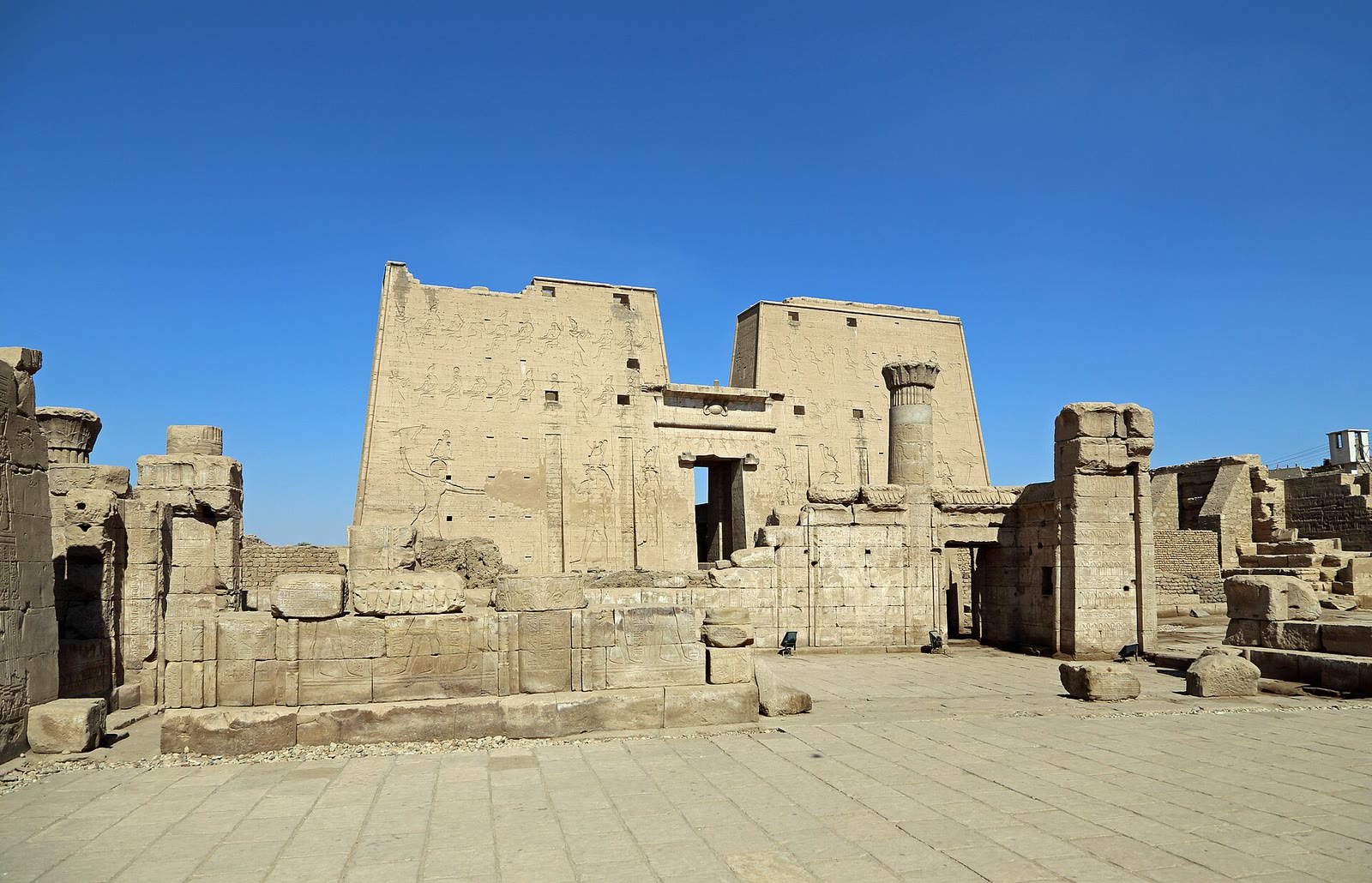 Entrance pylon of the Temple of Horus at Edfu, a regular stop on Nile cruises